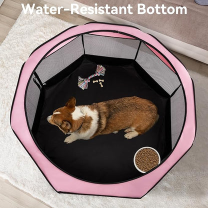 A 4 Pet Portable Cat Play Pen for Cats, 27" Foldable Kitten Playpen for Puppy/Cat/Rabbit/Chick, with Removable Zipper Top & Mesh Panel(11_ _ 7.5_)