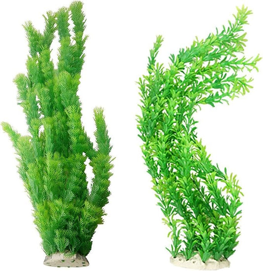 Hamiledyi Aquarium Plants Plastic Decor Fish Tank Green Decorations Plants Ornament Safe for All Fish,Extra Large 23-inch Tall, 2 Packï¼_reen Style Aï¼