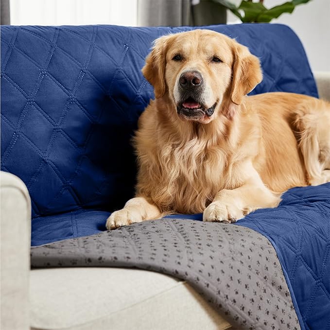 Gorilla Grip 100% Waterproof Dog Blanket, Pet Friendly Sofa Throw Essential for Small Pets, Dogs, Cats, Tear and Slip Resistant Leakproof Couch Cushion Cover for Indoor Furniture, 30x70 Navy