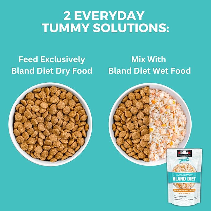 KOHA Limited Ingredient Bland Diet Dry Food for Dogs - Chicken & Brown Rice Recipe, Sensitive Stomach Dog Food - Pumpkin for Digestive Support, 20 lbs