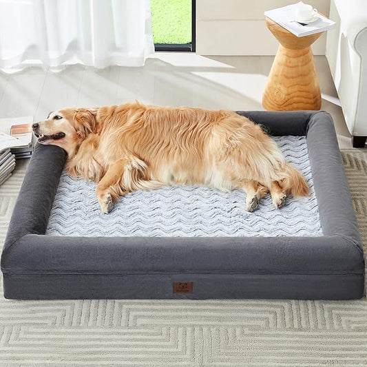 WNPETHOME Washable Dog Beds Large Sized Dog, XXXXL Dog Bed, Orthopedic Dog Sofa Bed with Removable & Waterproof Cover, Extra Large Dog Bed with Bolster Sides for Sleeping, Giant Dog Bed with Sides