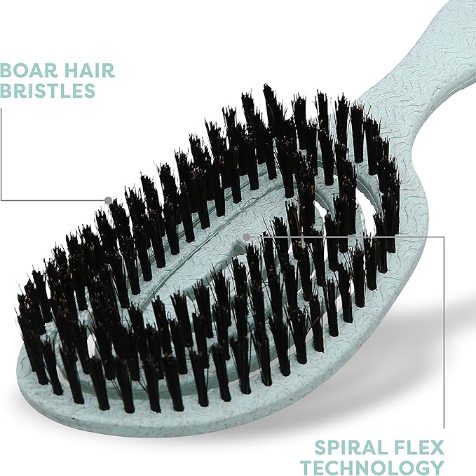 for Dogs Eco-Friendly Boar Hair Bristle Brush in Mint Green | Easy to Hold Ergonomic Handle Dog Brush for Shedding | Best Pet Brush for Dog Grooming