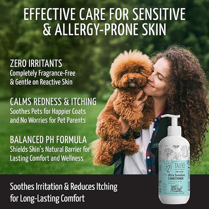 Pure Nature Ultra Sensitive Conditioner for Dogs and Cats with Sensitive Skin & Coat Sulfate Parabens SLS Free Natural Composition Gentle Grooming Product with Essential Oils