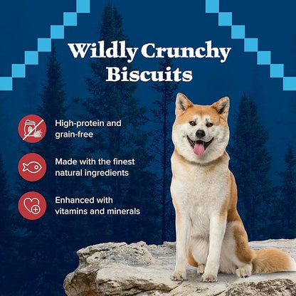 Blue Buffalo Wilderness Trail Treats High Protein Grain Free Crunchy Dog Treats Biscuits, Salmon Recipe 10-oz Bag