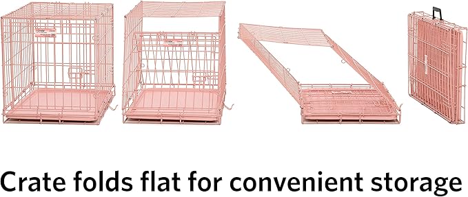 MidWest Homes for Pets iCrate Dog Crate Starter Kit, 24-Inch Dog Crate Kit Ideal for Small Dog Breeds (uo to 25 pounds) Includes Dog Crate, Pet Bed, 2 Dog Bowls & Dog Crate Cover (Pink), 1524PK-KIT