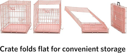 MidWest Homes for Pets iCrate Dog Crate Starter Kit, 24-Inch Dog Crate Kit Ideal for Small Dog Breeds (uo to 25 pounds) Includes Dog Crate, Pet Bed, 2 Dog Bowls & Dog Crate Cover (Pink), 1524PK-KIT