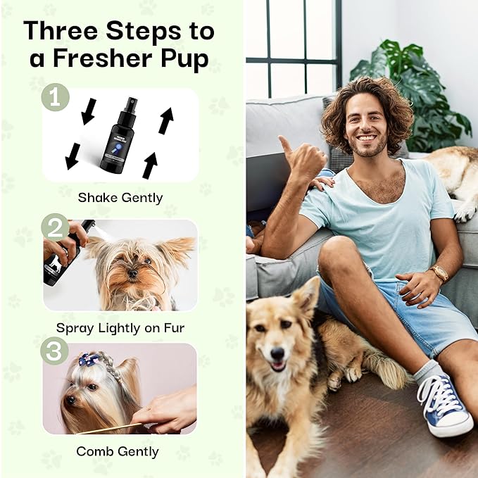 605Products Premium Dog Cologne & Odor Eliminator - Long Lasting Puppy Perfume, Deodorant & Essential Oils Grooming Spray, 2oz Blue Ribbon (3-Pack)