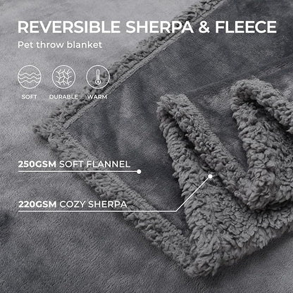 Waterproof Pet Blanket, Liquid Pee Proof Dog Blanket for Sofa Bed Couch, Reversible Sherpa Fleece Furniture Protector Cover for Small Medium Large Dogs Cats, Dark Gray King Sizeï¼100" x 85"ï¼