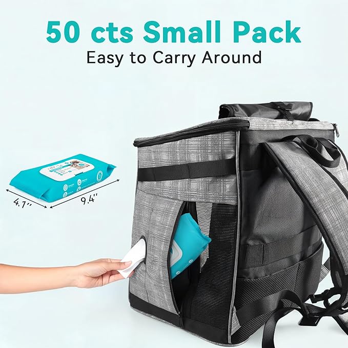 ALL FOR PAWS Natural Dog Grooming Wipes, 7 x 8 inches, 50 Count*2, Olive Oil & Coconut Extract, Larch Scent