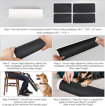 Dog Scratch Pad for Nails, U-Shaped Dog Scratch Board with 4 Sticky Sandpapers, Plastic Durable Dogs Nail File Toy, Shortened Dog_ Side Nails Easily for Small and Medium Dogs, Cats (M)