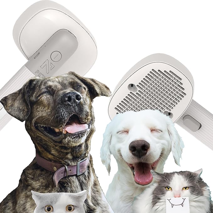 MultiFunctional Pet Brush, Dog Brush for Shedding, Cat Brush for Shedding, Grooming & Hair Removal, Deshedding Dog Brush, Vib Massage, Neg. Ion Tech, UV light for tick detection, pet chase light.