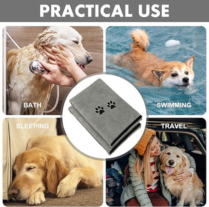 1Pieces Microfiber Pet Bath Towel Dog Towel.Dog Towel Soft Absorbent Drying for Small Medium Large Dogs and Cats with Great for Bathing and Grooming (27.5 x 55 Inch Grey)