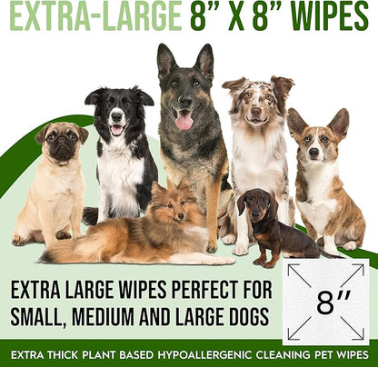 Dog Wipes for Paws and Butt Ears Eyes | Organic Pet Wipes for Dogs | Hypoallergenic Lavender Scented Dog Wipes Cleaning Deodorizing | Extra Thick Plant Based Wipes Dogs Cats Pets | 100 Count