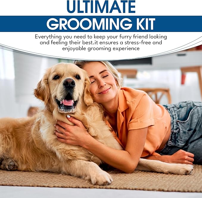 4-in-1 Dog Grooming Kit Hair Clippers - Electric Low Noise Paw Trimmer - USB Rechargeable - Cordless Quiet Nail Grinder Trimmer for Cats and Dogs