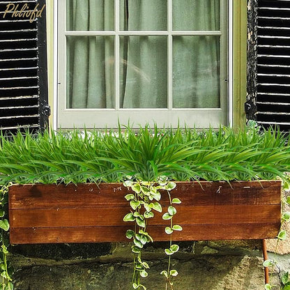 6Pcs Artificial Grass Fake Plants 17.3in 16 Leaves Outdoor Fake Grass UV Resistant Greenery Plastic Plants for Home Window Garden Office Patio Hanging Planter Pathway Front Porch Décor