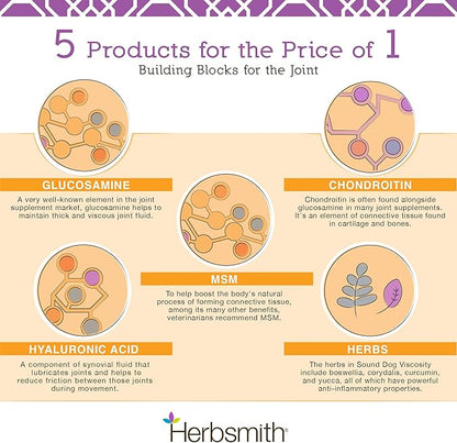 Herbsmith Sound Dog Viscosity Advanced Joint Support For Dogs, 60 Count Small