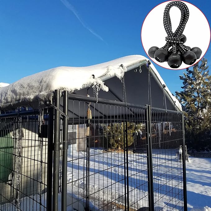 Dog Kennel Shade Cover 90% Sunblock Shading Cloth Net Mesh Tarp 10x10 ft for Outdoor Large Pet Crate with 12 Ball Bungee Cords