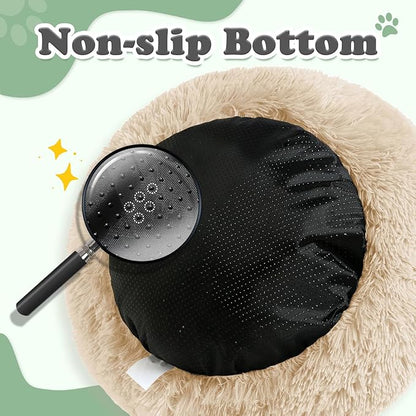 JOLLYVOGUE Dog Beds, Calming Small Dog Bed, Anti-Anxiety Dog Bed for Small Dogs, Fluffy Donut Dog Bed, Cozy Dog Cat Cushion Bed for Small Medium Dogs (24")