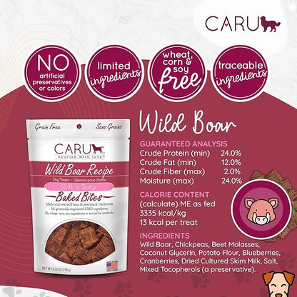 CARU - Soft 'n Tasty Baked Bites - Wild Boar Bites Dog Treats - Flavorful Training Treats - 3.75 oz.