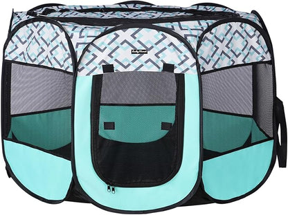 Lucky Monet Foldable Dog Playpen Enclosed Cat Puppy Playpen Indoor Pop Up Pet Animal Playpen Outdoor Kennel Cage Pen Tent for Small Medium Dog Puppy Cat Kitten Rabbit - 45" L x 45" W x 23" H