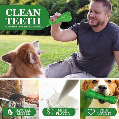 Dog Squeaky Toys for Aggressive Chewers, Durable Dog Chew Toys for Large Medium Breed Dog, Dog Toys, Tough Durable Dogs Toys with Natural Rubber (Green, for Larege Dogs)
