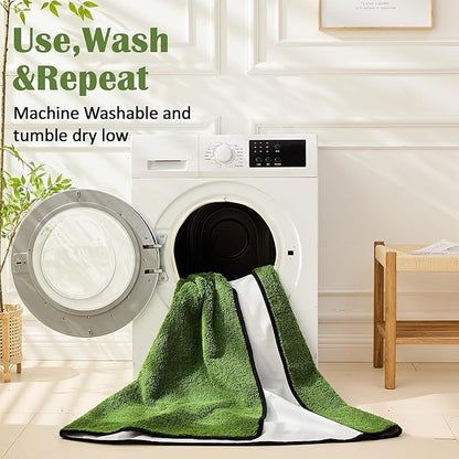 Qeils Washable Pee Pads for Dogs, 2 Pack Super Absorbent Reusable Puppy Pads with Green Long Wool for Potty Training, Floor, Couch, Bed, and Crate,36"x 41"