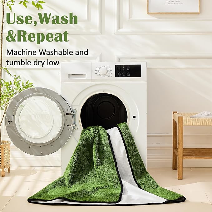 Qeils Washable Pee Pads for Dogs, 2 Pack Super Absorbent Reusable Puppy Pads with Green Long Wool for Potty Training, Floor, Couch, Bed, and Crate,30"x 48"