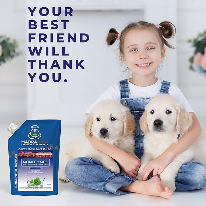 Worldwide Nutrition Bundle: Madra Mor Mobility Mud - Dog Essentials Mud Bath, Dog Grooming, Dry Skin for Dogs Treatment, Dog Coat Skin Care Products - 10oz Pouch & Multi-Purpose Key Chain