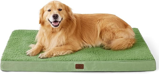 Bedsure XL Dog Bed for Large Dogs - Big Orthopedic Waterproof Dog Beds with Removable Washable Cover, Egg Foam Pet Bed Mat Green