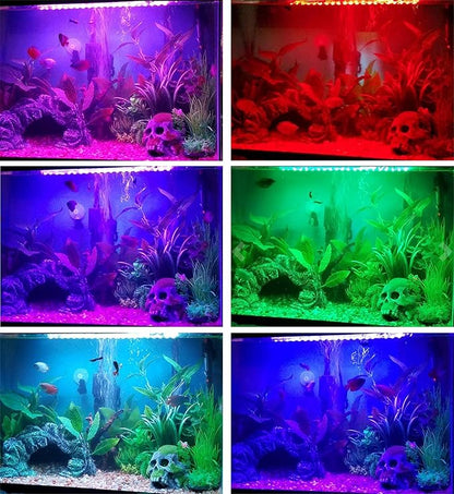 S SMIFUL RGB Aquarium Lights, Colored Fish Tank Lights, Underwater LED Tank Lights IP68 Waterproof Color Changing Memory Dimmable Submersible Fish Aquarium Lighting Waterfall Lights, 23"
