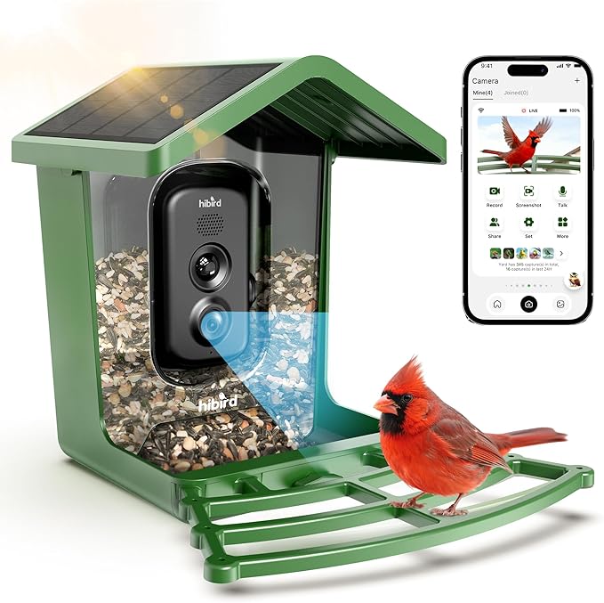 Bird Feeder with Camera, 4K UHD Video & 5G WiFi Live Stream, 32MP with AI Bird ID for 10,000+ Species, 2 Solar Powered, Birdhouse Camera for Outdoor Backyard Birdwatching Gift