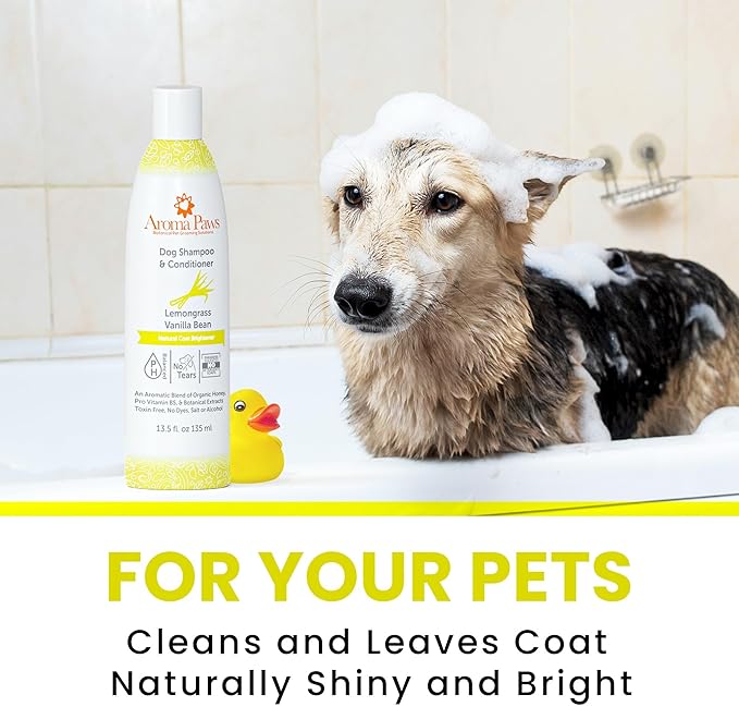 Dog Shampoo  Cleansing Wash, Conditioning, Moisturizing  Healthy Ingredients  Aromatic Grooming Puppy Shampoo  Tearless Cleaner, Lemongrass Vanilla Bean 13.5 oz