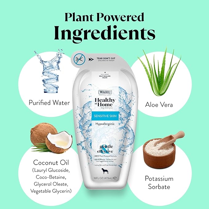 Wahl Professional Animal Healthy at Home Dog Shampoo - Plant Powered Grooming Shampoo - Sensitive Skin