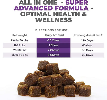 Mighty Petz MAX Dog Multivitamin - Senior & Adult Dog Vitamins 10 in 1 Complete Support for Joints, Immunity, Mobility, Gut, Energy, Skin Health, Pet Multivitamin Daily Chewable Supplement