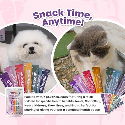Squeeze Vita Stick Lickable Cat and Dog Treats – 7-Count Variety Pack with Multivitamins, Soft Squeezable Paste for All Life Stages, Supporting Overall Health