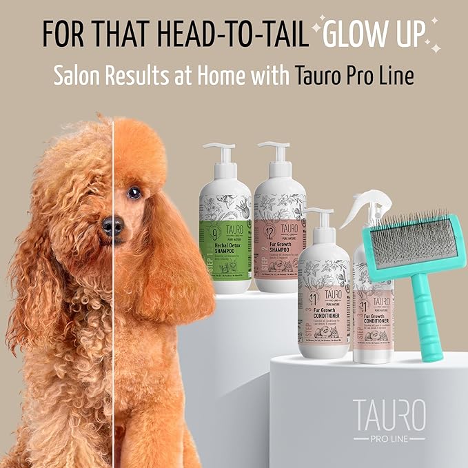 Tauro Pro Line Plastic Long & Short Hair Slicker Dog Brush for Deshedding & Detangling - Mint Slicker Brush for Dog & Cat Grooming - Rectangular, Flexible Cushion & Non-Slip Grip