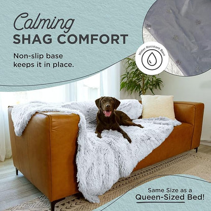 Best Friends by Sheri Calming Shag Dog Blanket with Non-Skid, Water Resistant Base, Frost Gray, 60" x 80"