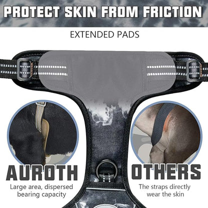 Auroth Tactical Dog Harness for Small Medium Large Dogs No Pull Adjustable Pet Harness Reflective K9 Working Training Easy Control Pet Vest Military Service Dog Harnesses (M, Black Ink)
