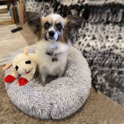 nononfish Dog Bed for Small Dogsï¼_ray Cute Plush Dog Bed ï¼19 inches Anti Anxiety Puppy Bed Washableï¼_achine Washable Fits up to 15 lbs Pets Beds for Small Dog.