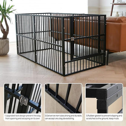 Dog Playpen - 32" Height Dog Pen, Heavy Duty Puppy Pen with Door, Safe & Sturdy, Easy Assemble for Indoor/Outdoor Pet Playpen (Door Panel, Black)