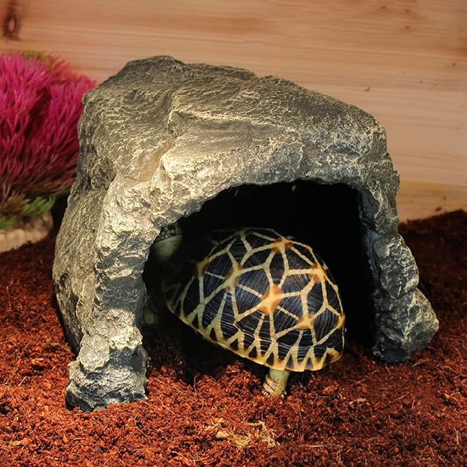 Besimple Aquarium Fish Hide Cave Decoration, Reptile Rock Hideouts Stone Cave Hide House Fish Tank Aquarium Accessories for Betta Shrimp Turtle Amphibians Small Lizards(Rock Hide Cave)