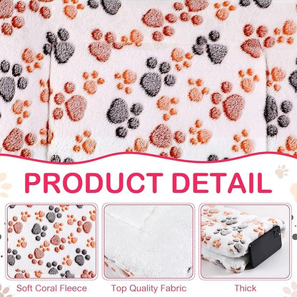 4 Pack Ultra Soft Dog Cat Bed Mat with Cute Prints Reversible Fleece Dog Crate Kennel Pad Cozy Washable Thickened Hamster Guinea Pig Pet Bed Mat for Small Animals(23 x 18 Inches,Vivid Color)