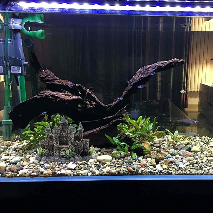 M2cbridge Aquarium Decor Castle Shipwreck Ornament Underwater Landscape(Mountain Castle)