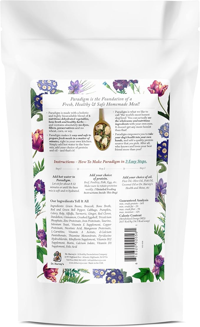 Dr. Harvey's Paradigm Green Superfood Dog Food, Human Grade Dehydrated Grain Free Base Mix for Dogs, Diabetic Low Carb Ketogenic Diet (Trial Size 5.5 oz)