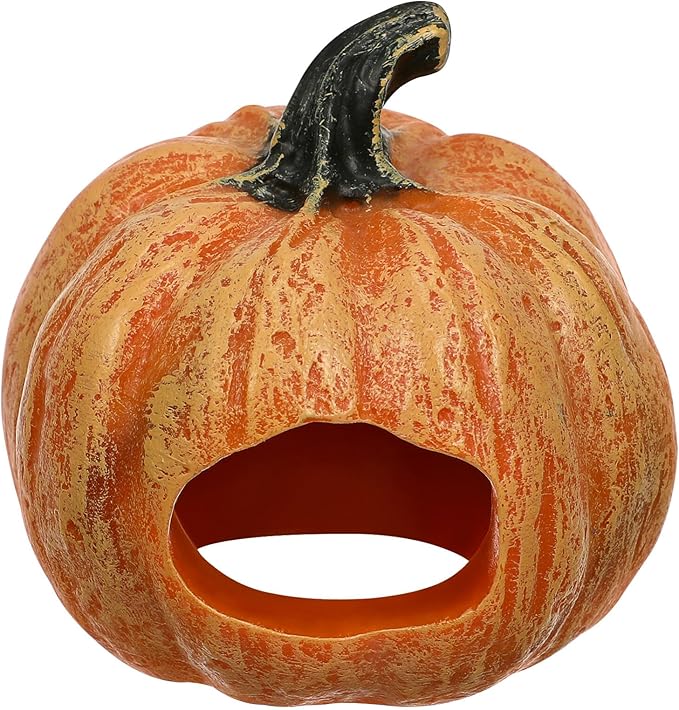 POPETPOP Fish Tank Resin Habitat Pumpkin Cave Hide-Out Small Aquarium Décor Ornaments - Fat Pumpkin