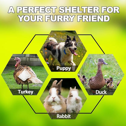 6.6 x 6.6FT Large Outdoor Dog Kennel, Anti-Rust Dog Kennel Outside with Roof, Heavy Duty Chain Link Dog Runs Cage for Outside Backy ard with Waterproof UV-Resistant Cover