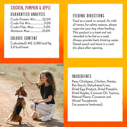 Charlee Bear Dog Treats Small Dogs Training Treats, Crunchy Low Calorie Grain Free Dog Treats, USA Made, Best for Small-Medium Breeds, Puppy Training Treats, Chicken, Pumpkin, Apple 3 Pack, 8oz Each