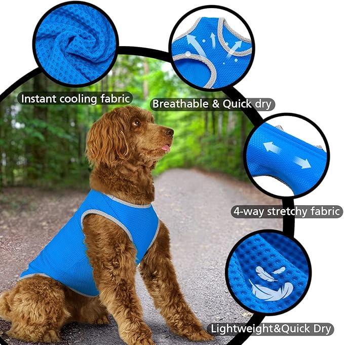 2 Pack Cooling Shirts for Dogs, Breathable Lightweight Dog Shirts for Large Dogs Boy, Sleeveless Sun Protection Shirts for Dog&Cat Puppy Vest Pet Apparel