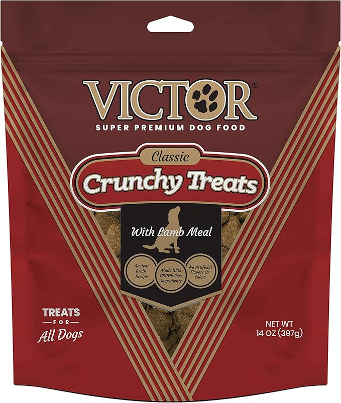 Victor Super Premium Dog Food  Classic Crunchy Dog Treats with Lamb Meal  Gluten-Free Treats for Small, Medium and Large Breed Dogs, 14oz