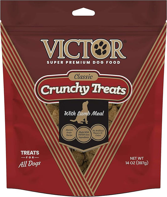 Victor Super Premium Dog Food  Classic Crunchy Dog Treats with Lamb Meal  Gluten-Free Treats for Small, Medium and Large Breed Dogs, 14oz